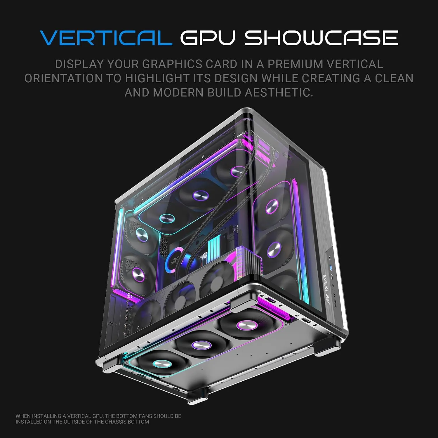 Ant Esports Gaming Cabinet Crystal x8 Arc Black view 6